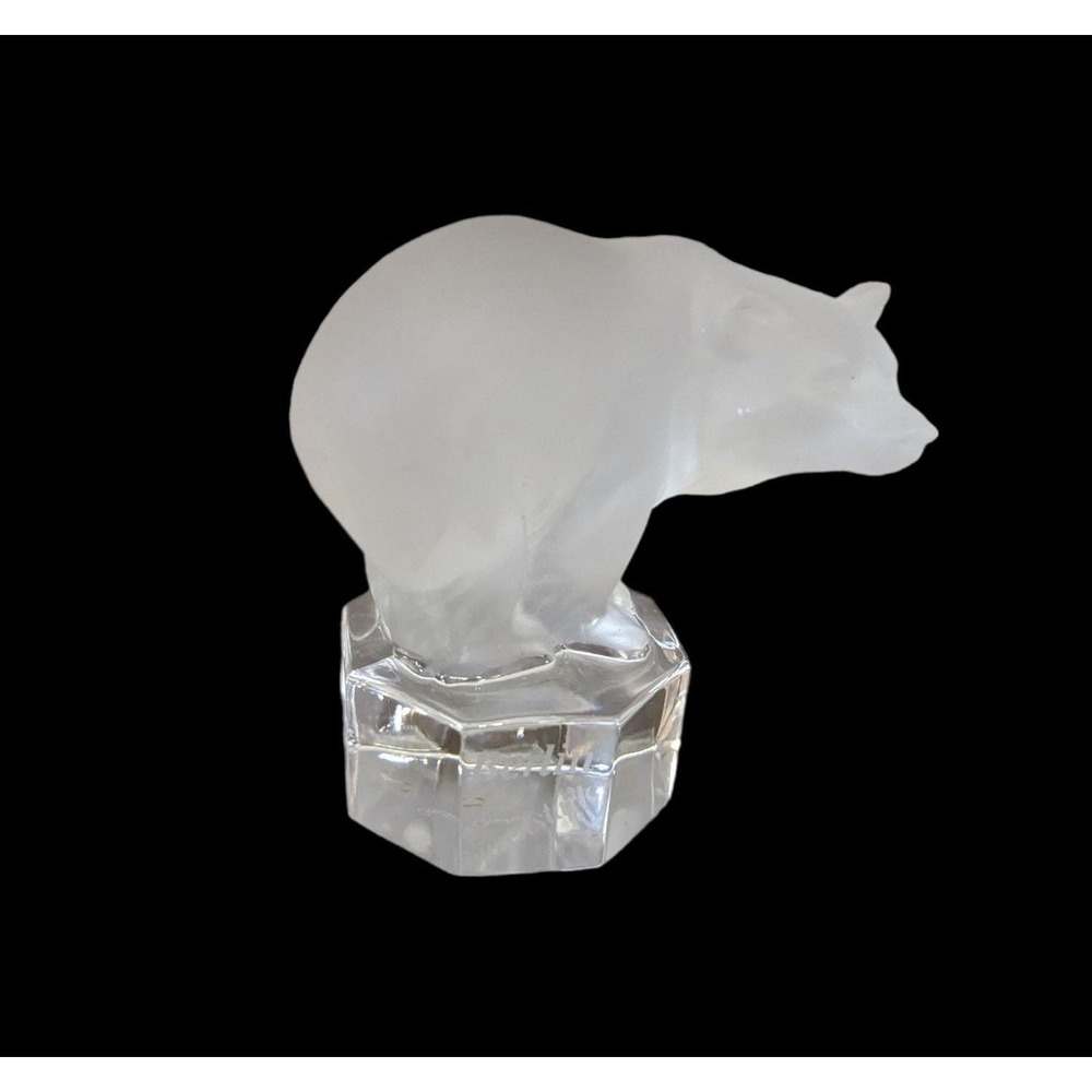 Vintage Goebel Frosted Glass Lead Crystal Polar Bear Berlin Paperweight 3.5"